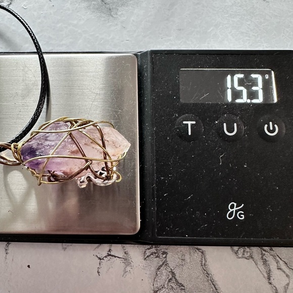 Purple Amethyst Stone Pendant necklace 24’ New Unicorn Wire Wrapped Necklace - Picture 10 of 11
